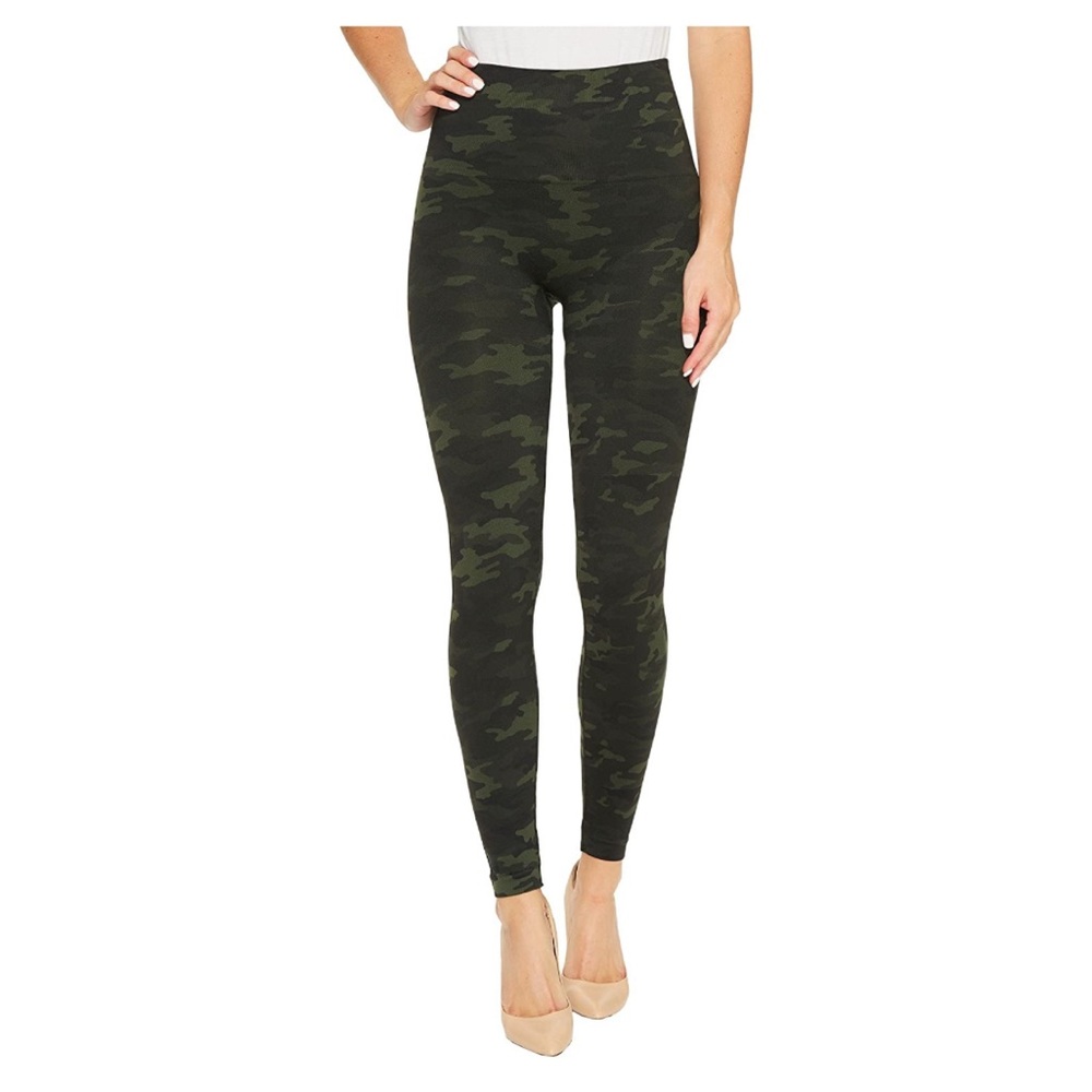 SPANX Leggings for Women Look at Me Now Seamless Leggings Green Camo Medium